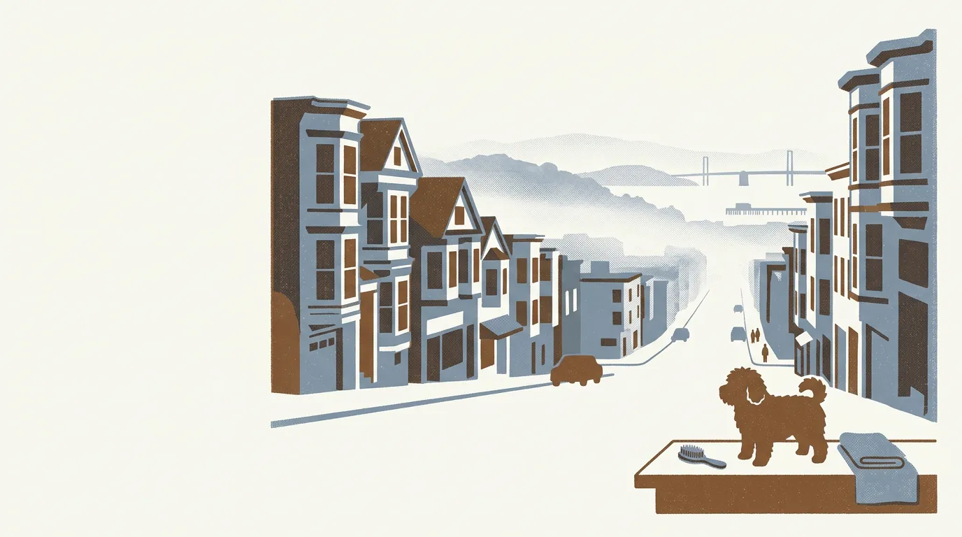 Illustration of dog groomers in San Francisco