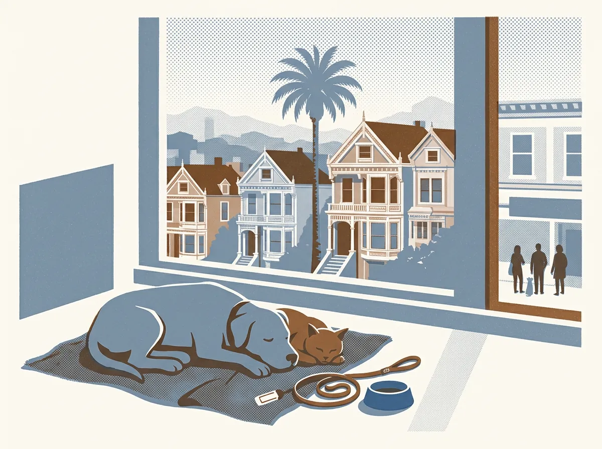 Illustration of animal shelters in the Mission