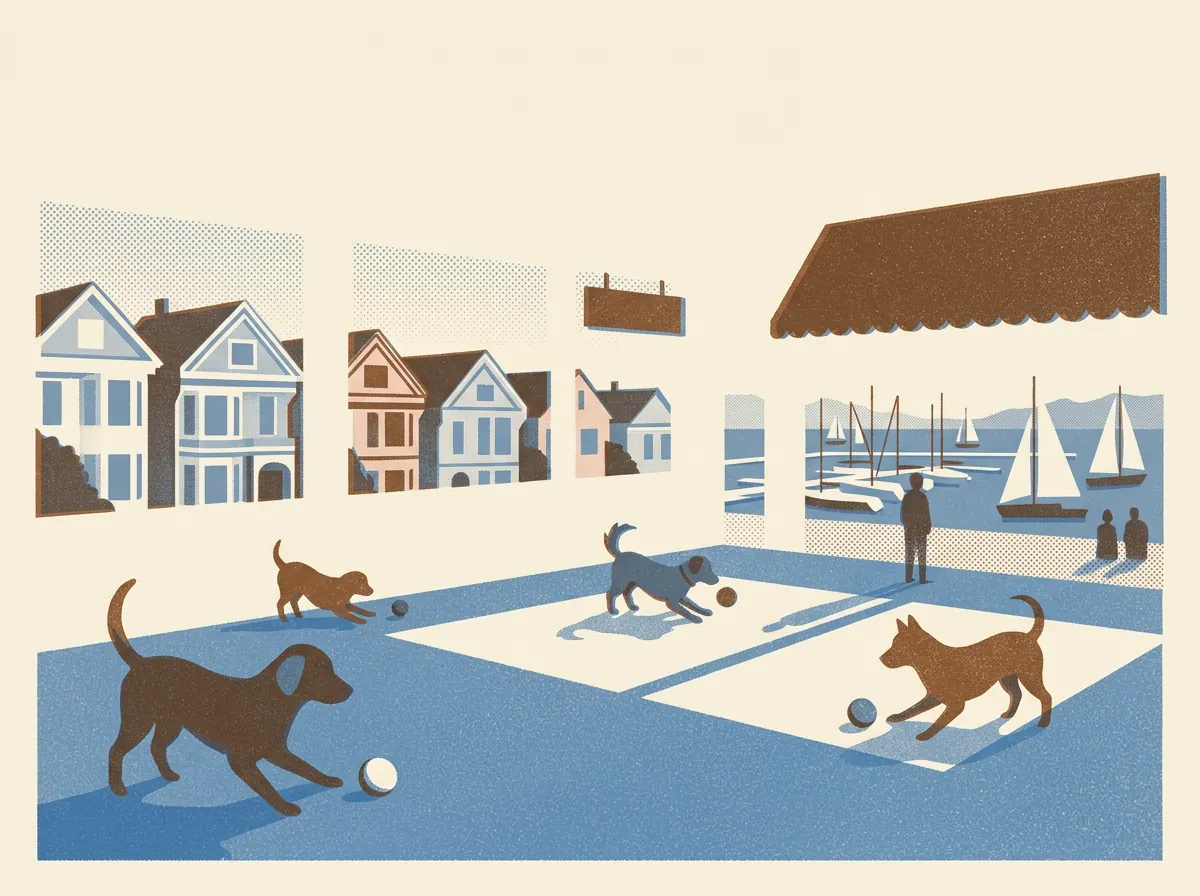Illustration of dog daycare in Marina